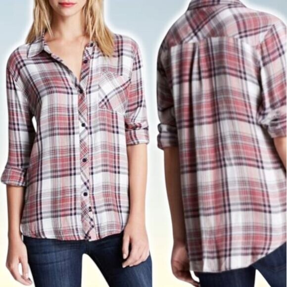 Rails Tops - RAILS Salmon Britt Plaid Button Up Shirt Sz XS